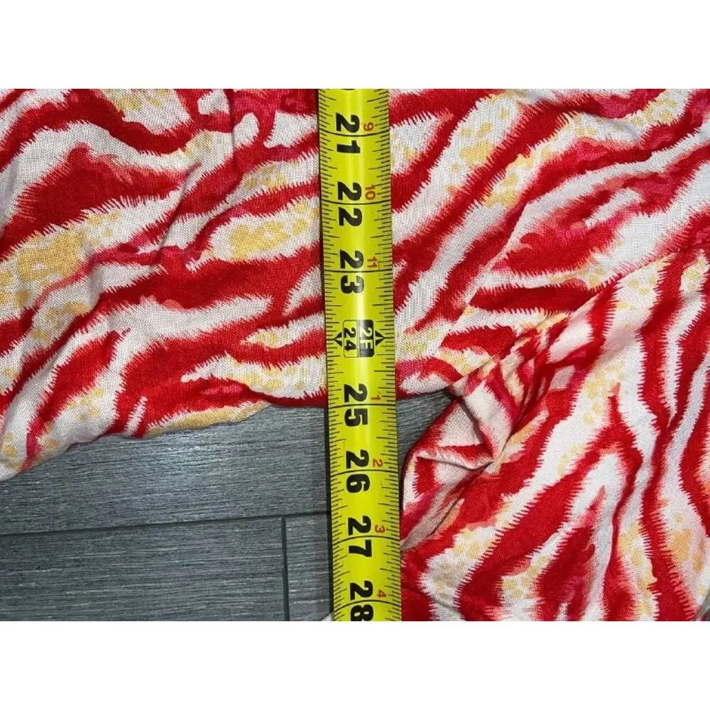 Sherry Taylor Red White Zebra ramie v-neck print 3/4 Sleeve Blouse 3X A005416 - Picture 6 of 8